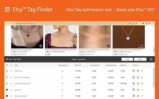 Etsy™ Tag Finder from Chrome web store to be run with OffiDocs Chromium online Etsy™ Tag Finder from Chrome web store to be run with OffiDocs Chromium online