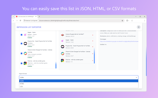 Extension List Exporter from Chrome web store to be run with OffiDocs Chromium online Extension List Exporter from Chrome web store to be run with OffiDocs Chromium online