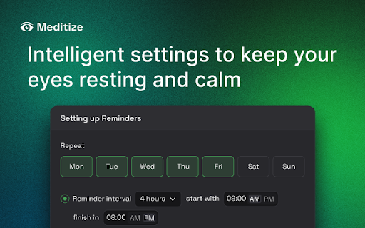 Eye Relief Workouts — Meditize from Chrome web store to be run with OffiDocs Chromium online Eye Relief Workouts — Meditize from Chrome web store to be run with OffiDocs Chromium online