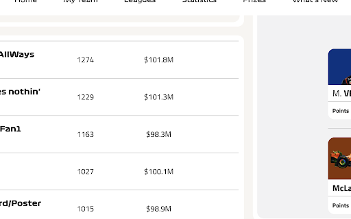 F1 Fantasy Helper from Chrome web store to be run with OffiDocs Chromium online F1 Fantasy Helper from Chrome web store to be run with OffiDocs Chromium online