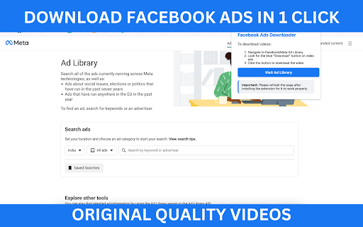 Facebook Ads Downloader from Chrome web store to be run with OffiDocs Chromium online Facebook Ads Downloader from Chrome web store to be run with OffiDocs Chromium online
