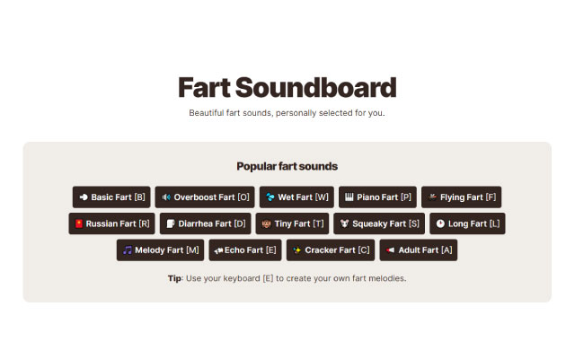 Fartsound.com Fart Soundboard from Chrome web store to be run with OffiDocs Chromium online Fartsound.com Fart Soundboard from Chrome web store to be run with OffiDocs Chromium online