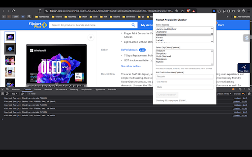 Flipkart Availability Checker from Chrome web store to be run with OffiDocs Chromium online Flipkart Availability Checker from Chrome web store to be run with OffiDocs Chromium online
