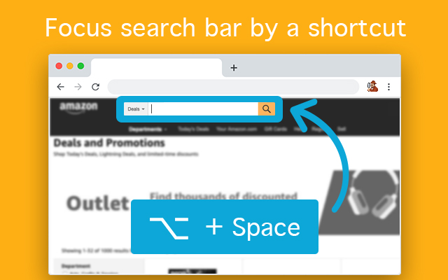 Focus Search Bar Shortcut from Chrome web store to be run with OffiDocs Chromium online Focus Search Bar Shortcut from Chrome web store to be run with OffiDocs Chromium online