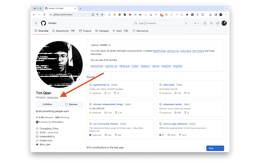 Follows You Tag for GitHub from Chrome web store to be run with OffiDocs Chromium online Follows You Tag for GitHub from Chrome web store to be run with OffiDocs Chromium online