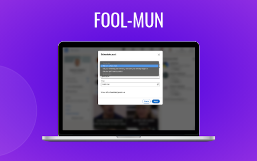 Fool mun LinkedIn Scheduler from Chrome web store to be run with OffiDocs Chromium online Fool mun LinkedIn Scheduler from Chrome web store to be run with OffiDocs Chromium online