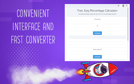 Free, Easy Percentage Calculator from Chrome web store to be run with OffiDocs Chromium online Free, Easy Percentage Calculator from Chrome web store to be run with OffiDocs Chromium online
