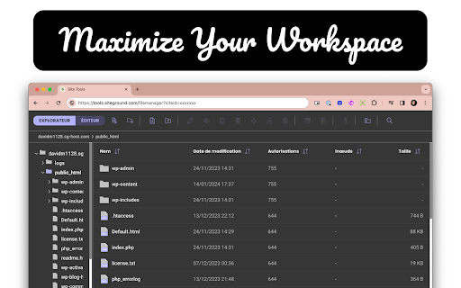 FullScreen Toggle for SiteGround FileManager from Chrome web store to be run with OffiDocs Chromium online FullScreen Toggle for SiteGround FileManager from Chrome web store to be run with OffiDocs Chromium online