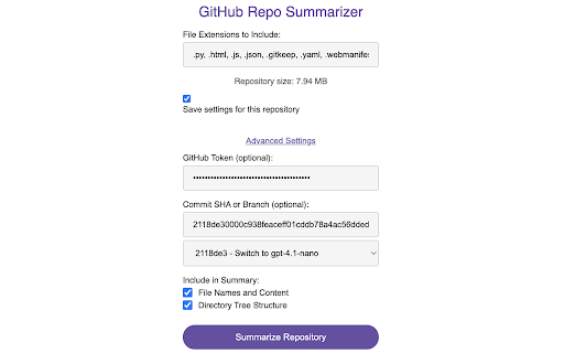 GitHub Repo Summarizer from Chrome web store to be run with OffiDocs Chromium online GitHub Repo Summarizer from Chrome web store to be run with OffiDocs Chromium online