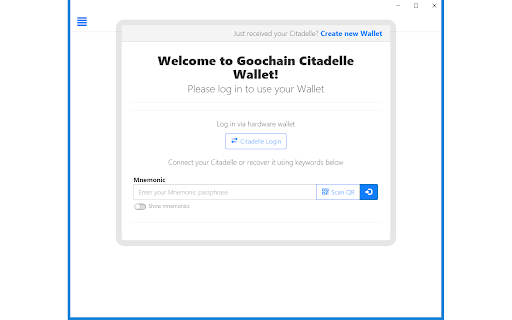 Goochain Citadelle Wallet from Chrome web store to be run with OffiDocs Chromium online Goochain Citadelle Wallet from Chrome web store to be run with OffiDocs Chromium online