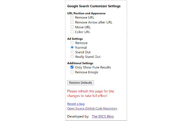 Google Search Ad Remover And Customizer from Chrome web store to be run with OffiDocs Chromium online Google Search Ad Remover And Customizer from Chrome web store to be run with OffiDocs Chromium online