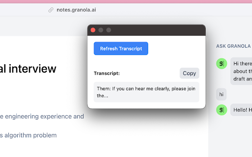 Granola transcriber from Chrome web store to be run with OffiDocs Chromium online Granola transcriber from Chrome web store to be run with OffiDocs Chromium online