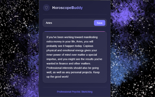 Horoscope Buddy from Chrome web store to be run with OffiDocs Chromium online Horoscope Buddy from Chrome web store to be run with OffiDocs Chromium online