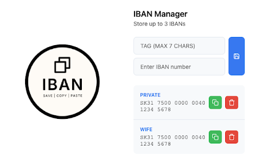 IBAN Saver from Chrome web store to be run with OffiDocs Chromium online IBAN Saver from Chrome web store to be run with OffiDocs Chromium online
