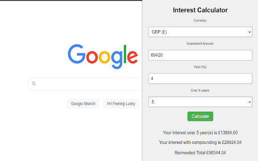 Interest Calculator from Chrome web store to be run with OffiDocs Chromium online Interest Calculator from Chrome web store to be run with OffiDocs Chromium online