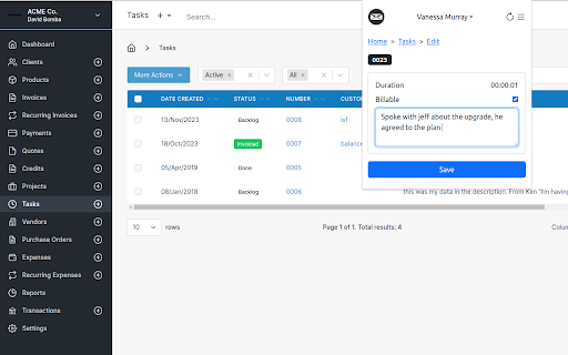 Invoice Ninja: Tasks from Chrome web store to be run with OffiDocs Chromium online Invoice Ninja: Tasks from Chrome web store to be run with OffiDocs Chromium online