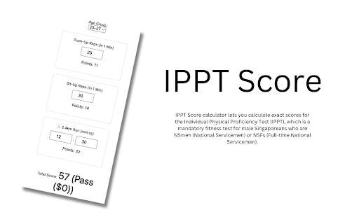 IPPT Calculator from Chrome web store to be run with OffiDocs Chromium online IPPT Calculator from Chrome web store to be run with OffiDocs Chromium online