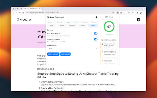 Keep Optimized: On Page SEO Checker from Chrome web store to be run with OffiDocs Chromium online Keep Optimized: On Page SEO Checker from Chrome web store to be run with OffiDocs Chromium online