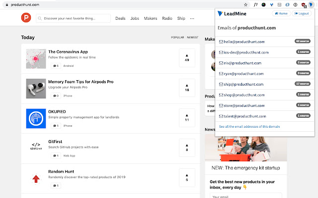 LeadMine Prospector from Chrome web store to be run with OffiDocs Chromium online LeadMine Prospector from Chrome web store to be run with OffiDocs Chromium online