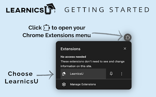 LearnicsU from Chrome web store to be run with OffiDocs Chromium online LearnicsU from Chrome web store to be run with OffiDocs Chromium online