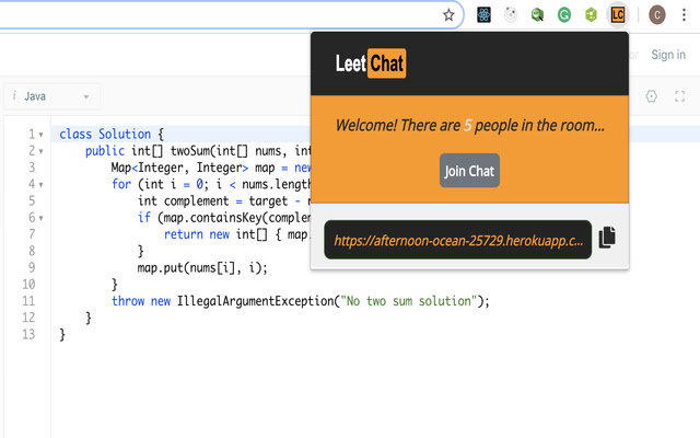 LeetChat for LeetCode from Chrome web store to be run with OffiDocs Chromium online LeetChat for LeetCode from Chrome web store to be run with OffiDocs Chromium online