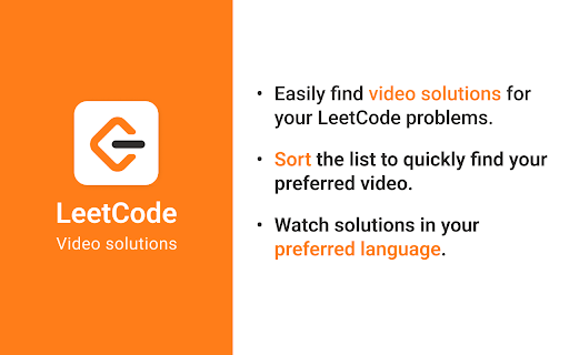 Leetcode Video Solutions from Chrome web store to be run with OffiDocs Chromium online Leetcode Video Solutions from Chrome web store to be run with OffiDocs Chromium online