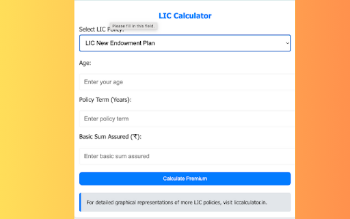LIC Calculator from Chrome web store to be run with OffiDocs Chromium online LIC Calculator from Chrome web store to be run with OffiDocs Chromium online