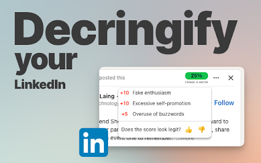 LinkedIn Cringe o meter from Chrome web store to be run with OffiDocs Chromium online LinkedIn Cringe o meter from Chrome web store to be run with OffiDocs Chromium online