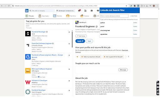 LinkedIn Job Search Filter from Chrome web store to be run with OffiDocs Chromium online LinkedIn Job Search Filter from Chrome web store to be run with OffiDocs Chromium online