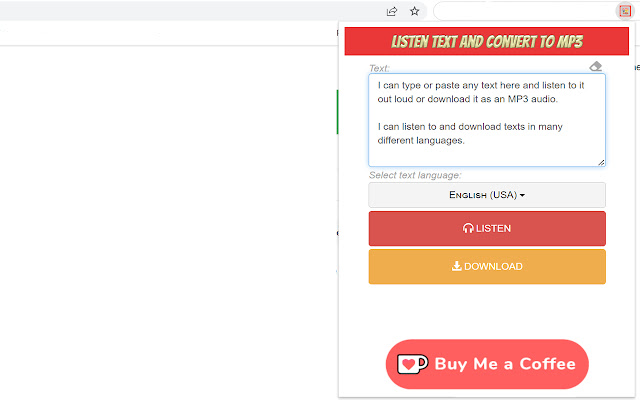 Listen Text and convert to MP3 from Chrome web store to be run with OffiDocs Chromium online Listen Text and convert to MP3 from Chrome web store to be run with OffiDocs Chromium online