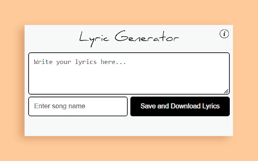Lyric Generator Lyric Builder from Chrome web store to be run with OffiDocs Chromium online Lyric Generator Lyric Builder from Chrome web store to be run with OffiDocs Chromium online