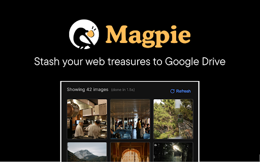 Magpie—Stash web treasures in Google Drive. from Chrome web store to be run with OffiDocs Chromium online Magpie—Stash web treasures in Google Drive. from Chrome web store to be run with OffiDocs Chromium online