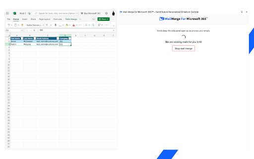 MailMerge for Office™ | Easily send personalized emails in Outlook OWA from Chrome web store to be run with OffiDocs Chromium online MailMerge for Office™ | Easily send personalized emails in Outlook OWA from Chrome web store to be run with OffiDocs Chromium online