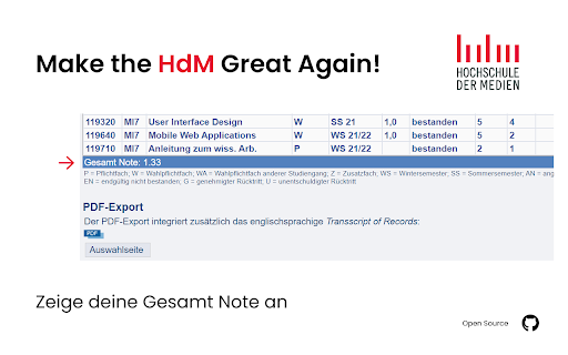 Make Hdm Great Again! from Chrome web store to be run with OffiDocs Chromium online Make Hdm Great Again! from Chrome web store to be run with OffiDocs Chromium online