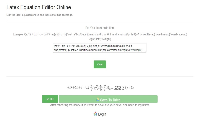 Math Equations/Latex Editor for Google Drive from Chrome web store to be run with OffiDocs Chromium online Math Equations/Latex Editor for Google Drive from Chrome web store to be run with OffiDocs Chromium online
