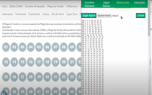 Megasena Automática from Chrome web store to be run with OffiDocs Chromium online Megasena Automática from Chrome web store to be run with OffiDocs Chromium online