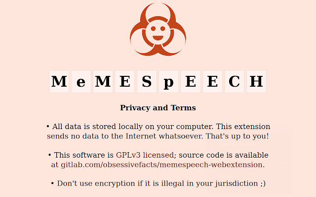 Memespeech from Chrome web store to be run with OffiDocs Chromium online Memespeech from Chrome web store to be run with OffiDocs Chromium online