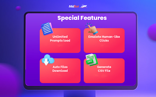 Midbot: Midjourney Automation Bulk Image and Title Keyword Generator from Chrome web store to be run with OffiDocs Chromium online Midbot: Midjourney Automation Bulk Image and Title Keyword Generator from Chrome web store to be run with OffiDocs Chromium online