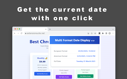 Multi Format Date Display from Chrome web store to be run with OffiDocs Chromium online Multi Format Date Display from Chrome web store to be run with OffiDocs Chromium online