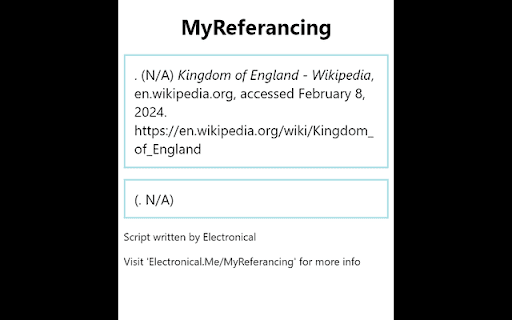 MyReferancing from Chrome web store to be run with OffiDocs Chromium online MyReferancing from Chrome web store to be run with OffiDocs Chromium online