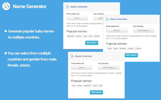 Name Generator from Chrome web store to be run with OffiDocs Chromium online Name Generator from Chrome web store to be run with OffiDocs Chromium online