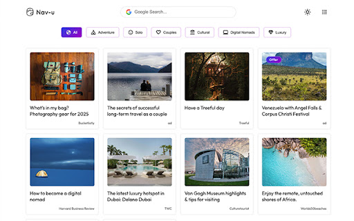 Nav u Travel inspiration hub from Chrome web store to be run with OffiDocs Chromium online Nav u Travel inspiration hub from Chrome web store to be run with OffiDocs Chromium online