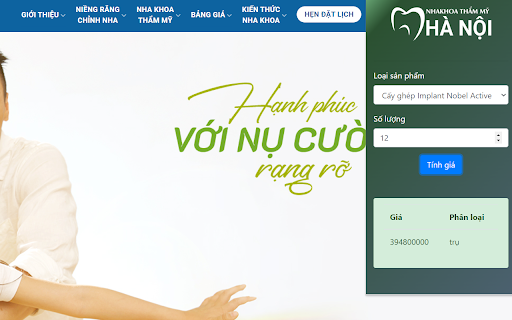 Nha Khoa Thẩm Mỹ Hà Nội from Chrome web store to be run with OffiDocs Chromium online Nha Khoa Thẩm Mỹ Hà Nội from Chrome web store to be run with OffiDocs Chromium online