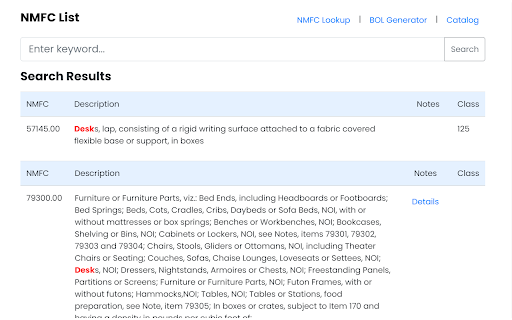 NMFC Search Tool from Chrome web store to be run with OffiDocs Chromium online NMFC Search Tool from Chrome web store to be run with OffiDocs Chromium online