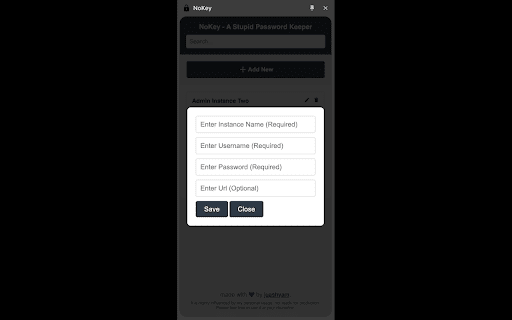 NoKey A Stupid Password Keeper from Chrome web store to be run with OffiDocs Chromium online NoKey A Stupid Password Keeper from Chrome web store to be run with OffiDocs Chromium online