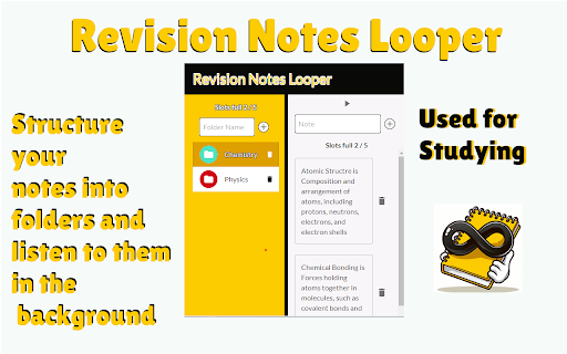 Notes Looper (text To Audio Notes) (Notes Repeater/ Shuffle Through Notes) from Chrome web store to be run with OffiDocs Chromium online Notes Looper (text To Audio Notes) (Notes Repeater/ Shuffle Through Notes) from Chrome web store to be run with OffiDocs Chromium online