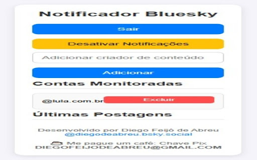 Notificador de Postagens Bluesky from Chrome web store to be run with OffiDocs Chromium online Notificador de Postagens Bluesky from Chrome web store to be run with OffiDocs Chromium online