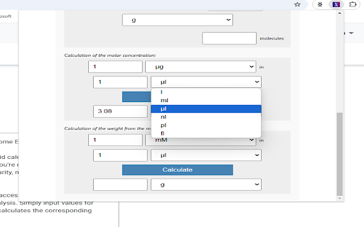 Nucleic Acid Molar Quantity Calculator from Chrome web store to be run with OffiDocs Chromium online Nucleic Acid Molar Quantity Calculator from Chrome web store to be run with OffiDocs Chromium online