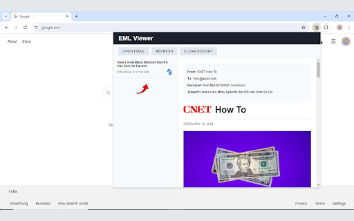 Online Email Viewer for EML Files from Chrome web store to be run with OffiDocs Chromium online Online Email Viewer for EML Files from Chrome web store to be run with OffiDocs Chromium online