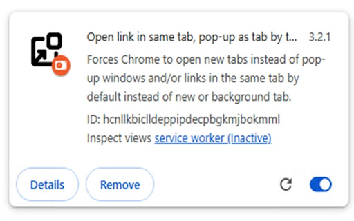 Open link in same tab, pop up as tab by thuongvt from Chrome web store to be run with OffiDocs Chromium online Open link in same tab, pop up as tab by thuongvt from Chrome web store to be run with OffiDocs Chromium online